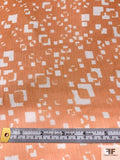 Geometric Printed Crinkled Silk Chiffon - Orange / White