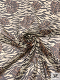 Animal Pattern Printed Silk Chiffon - Brown / Cream / Black