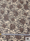 Animal Pattern Printed Silk Chiffon - Brown / Cream / Black