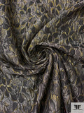 Floral Textured Metallic Brocade - Gold / Black / Grey