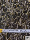 Floral Textured Metallic Brocade - Gold / Black / Grey