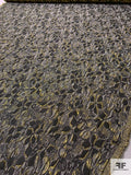 Floral Textured Metallic Brocade - Gold / Black / Grey