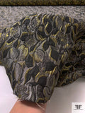 Floral Textured Metallic Brocade - Gold / Black / Grey