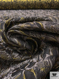 Floral Textured Metallic Brocade - Gold / Black / Grey