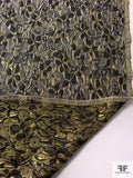 Floral Textured Metallic Brocade - Gold / Black / Grey