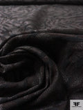 Bold Rosette Floral Stretch Metallic Brocade - Eggplant / Black / Silver