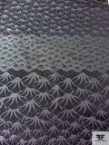 Floral Tentacles Textured Metallic Brocade Panel - Silver / Black