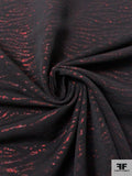 Italian Wavy Striations Metallic Brocade - Red / Black