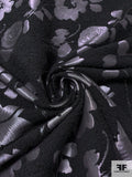 Metallic Floral Chenille Boucle Brocade - Grey / Black