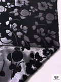 Metallic Floral Chenille Boucle Brocade - Grey / Black