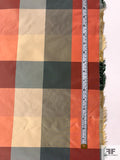 Plaid Yarn-Dyed Silk Taffeta - Antique Red / Coral / Smokey Green / Beige