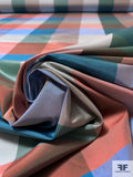 Plaid Yarn-Dyed Silk Taffeta - Blues / Teal / Smokey Green / Reds