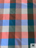 Plaid Yarn-Dyed Silk Taffeta - Blues / Teal / Smokey Green / Reds