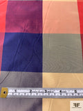 Plaid Yarn-Dyed Silk Taffeta - Reds / Purples / Greys / Beige