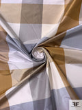 Plaid Yarn-Dyed Silk Taffeta - Greys / Khaki Gold / Tans