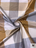 Plaid Yarn-Dyed Silk Taffeta - Greys / Khaki Gold / Tans