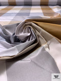 Plaid Yarn-Dyed Silk Taffeta - Greys / Khaki Gold / Tans