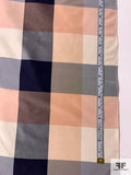 Plaid Yarn-Dyed Silk Taffeta - Light Peach / Brown / Navy