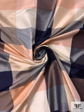 Plaid Yarn-Dyed Silk Taffeta - Light Peach / Brown / Navy