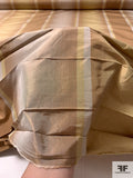 Vertical Striped Yarn-Dyed Silk Taffeta - Khaki Golds / Caramel Brown