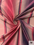 Vertical Striped Yarn-Dyed Silk Taffeta - Magenta / Purple / Dusty Nude