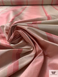 Vertical Striped Yarn-Dyed Silk Taffeta - Dusty Pinks / Beige