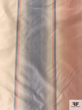 Vertical Striped Yarn-Dyed Silk Taffeta - Antique Peach / Almond Beige / Dusty Sky Blue