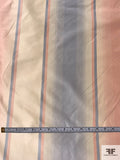Vertical Striped Yarn-Dyed Silk Taffeta - Antique Peach / Almond Beige / Dusty Sky Blue