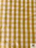 Gingham Check Yarn-Dyed Silk Taffeta - Ochre Yellow / Almond Beige / White