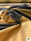 Plaid Yarn-Dyed Silk Shantung - Navy / Biscotti Yellow / Antique Gold
