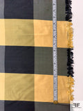 Plaid Yarn-Dyed Silk Shantung - Navy / Biscotti Yellow / Antique Gold