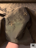 Fleur-de-Lis Embroidered Iridescent Silk Taffeta - Antique Bronzey-Taupe