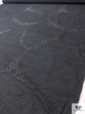 Italian Stiff Cotton Organdy with Metallic Abstract Design - Black