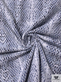 Mesh Bonded on Snakeskin Printed Polyester - White / Navy