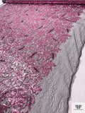 Metallic Tulle with Floral Sequins Design - Pink / Black / Silver