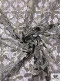 Novelty Tulle with Sequins in Star-Medallion Design - Grey / Black / Gold