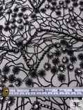 Embroidered Tulle with Glued on Stones - Black
