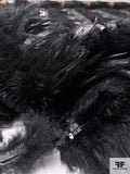 Novelty Tulle with Sequins and Feathers - Black