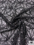 Floral Embroidered Tulle with Sequins and Beads - Black