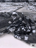 Floral Printed Mesh Tulle - Grey / White / Black