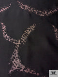 Italian Polyester Mikado with Abstract Metallic Design - Black / Metallic Pink