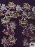 Italian Floral Metallic Brocade Panel - Purple / Silver / Rusty Orange