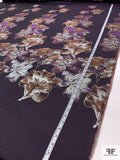 Italian Floral Metallic Brocade Panel - Purple / Silver / Rusty Orange