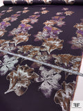 Italian Floral Metallic Brocade Panel - Purple / Silver / Rusty Orange