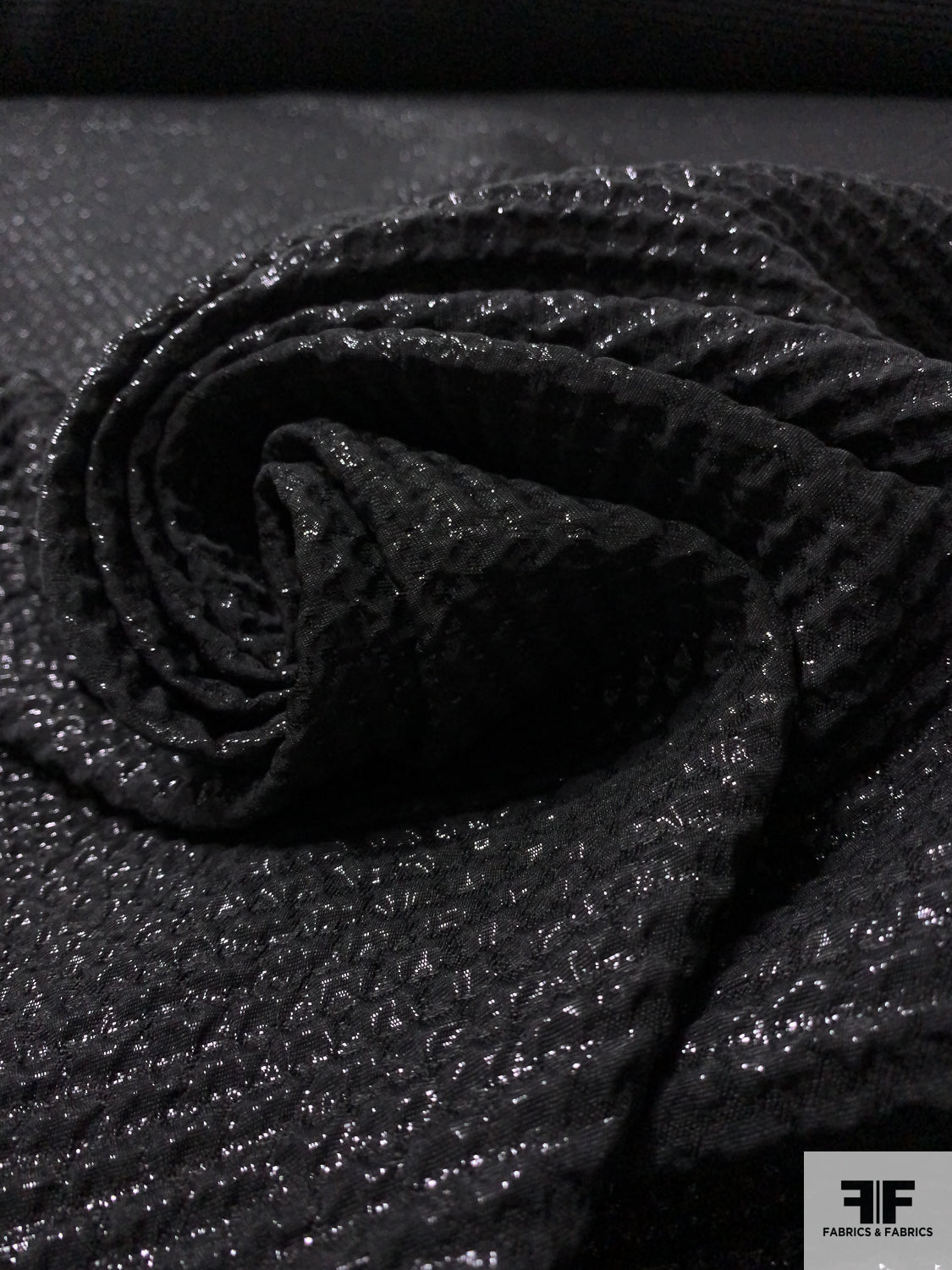 Textured Metallic Brocade - Black