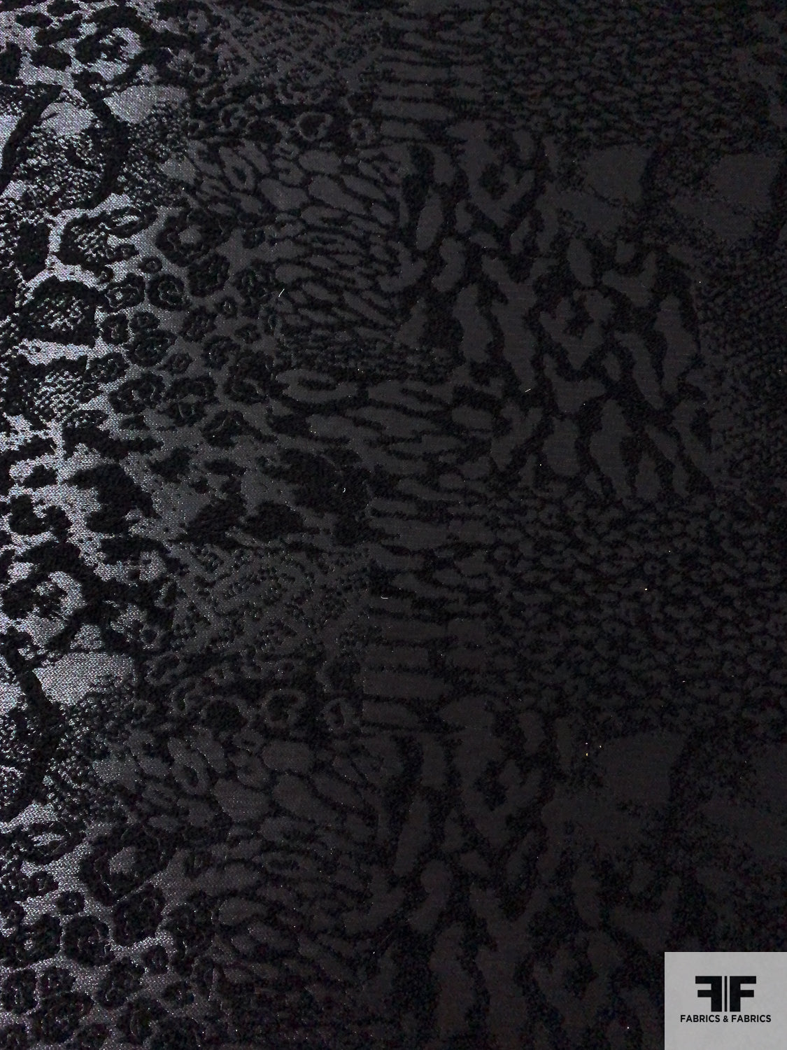 Italian Animal Pattern Collage Chenille Boucle Glossy Brocade - Black