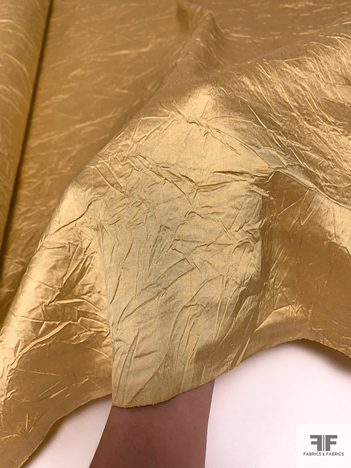 Luxury Crinkle Crushed Silk Taffeta - Gold