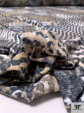 Animal Pattern Printed Rayon Jersey Knit - Tan / Black / Off-White