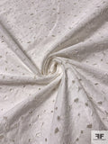 Italian Floral Embroidered Eyelet Polyester Mikado - Off-White