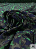 Italian Abstract Textured Brocade - Green / Army Green / Navy